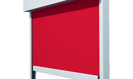 Roter Sonnenschutz von Warema mit weißem Rahmen